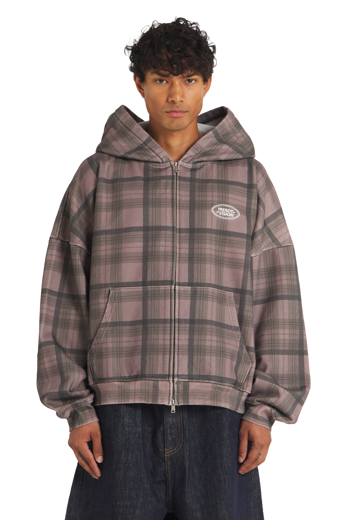 Trendtvision Plaid Zip Hoodie Trendtvision Plaid Zip Hoodie